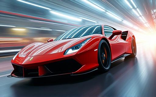 Thumbnail di un'auto sportiva in movimento per lo spot 'Velocità Pura'.